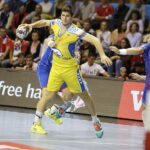 16.09.2017 Brześć. Białoruś. Mecz Ligi Mistrzów. Mieszkow Brześć - PGE Vive Kielce. Marko Mamić / Jarosław Kubalski / Radio Kielce