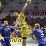 .2017 Brześć. Białoruś. Mecz Ligi Mistrzów. Mieszkow Brześć - PGE Vive Kielce. Krzysztof Lijewski / Jarosław Kubalski / Radio Kielce