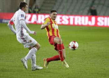 20.09.2017 Kielce. Puchar Polski. Mecz Korona Kielce -  Wisła Kraków. Michał Gardawski (p) / Jarosław Kubalski / Radio Kielce