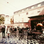 17.07.2017 Kielce. Teatr Żeromskiego. Ogłoszenie wyników konkursu architektonicznego na najlepszą koncepcję przebudowy obiektu. Widok dziedzińca - Nagroda I. / Marzena Mąkosa / Radio Kielce