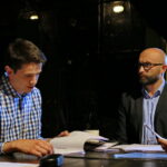 28.08.2017 Kielce. Próba spektaklu "Wesele" Stanisława Wyspiańskiego w Teatrze im. Stefana Żeromskiego / Marzena Mąkosa - Radio Kielce / Marcin Różyc i dyrektor teatru - Michał Kotański