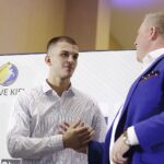 Warszawa. Konferencja prasowa dotycząca przyszłości PGE Vive Kielce - Artsem Karalek i prezes PGE VIVE Kielce Bertus Servaas / Jarosław Kubalski / Radio Kielce