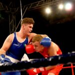 Mecz Polska - Irlandia w Hali "Pod Basztami". Daniel Adamiec i John Joyce w walce / Marzena Mąkosa / Radio Kielce