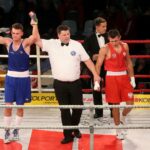 Mecz Polska - Irlandia w Hali "Pod Basztami". Michael Nevin wygrał pojedynek / Marzena Mąkosa / Radio Kielce