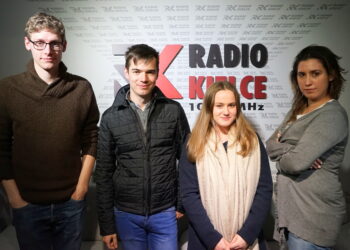 Mateusz Kaczmarczyk, Krzysztof Pomiankowski, Paulina Rudzka i Katarzyna Prędotka / Kamil Król / Radio Kielce