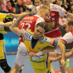 7. kolejka Ligi Mistrzów piłkarzy ręcznych: Aalborg Handbold - PGE Vive Kielce. Dean Bombac / Krzysztof Bujnowicz / Radio Kielce