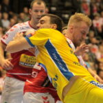 7. kolejka Ligi Mistrzów piłkarzy ręcznych: Aalborg Handbold - PGE Vive Kielce. Michał Jurecki / Krzysztof Bujnowicz / Radio Kielce