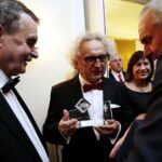 25 lat Targów Kielce. Uroczysta gala w Teatrze Polskim w Warszawie. Prezydent Kielc Wojciech Lubawski i prezes Targów Andrzej Mochoń / Jarosław Kubalski / Radio Kielce