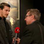 Wernisaż wystawy Davida Javorsky'ego w "Domu Praczki". Na zdjęciu : David Javorsky i Ryszard Koziej / Marzena Mąkosa / Radio Kielce