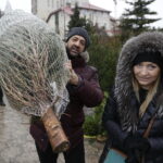 Sprzedaż choinek na bazarach / Jarosław Kubalski / Radio Kielce