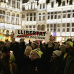 05.12.2017 Belgia. Bruksela. Centrum wieczorem. Wiec poparcia dla wolnej Katalonii / Jarosław Kubalski / Radio Kielce