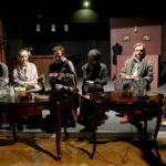 Konferencja w Teatrze im. S. Żeromskiego dotycząca najbliższej premiery - spektaklu "1946". Anna Antoniewicz, Dagna Dywicka, Tomasz Śpiewak, Remigiusz Brzyk, Bartłomiej Cabaj, Ewelina Gronowska / Marzena Mąkosa / Radio Kielce