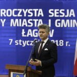 07.01.2018 Łagów. Uroczysta sesja Rady Miasta z okazji odzyskania po 150 latach przez miejscowość praw miejskich. Senator Krzysztof Słoń / Jarosław Kubalski / Radio Kielce