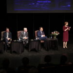 Konwencja PiS. Na zdjęciu: Andrzej Pruś - wiceprzewodniczący sejmiku województwa świętokrzyskiego, Krzysztof Lipiec - poseł PiS, Dominik Tarczyński - poseł PiS i Anna Krupka - posłanka PiS / Marzena Mąkosa / Radio Kielce