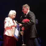 02.02.2018 Kielce. Targi Kielce. Finałowa gala 66. Plebiscytu Świętokrzyskie Gwiazdy Sportu 2017. Mirosława Sarna i Jacek Kiełb / Jarosław Kubalski / Radio Kielce