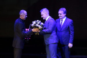 Wręczenie Nagród Kielc. Na zdjęciu: Krzysztof Borek, Dariusz Kozak i Wojciech Lubawski / Marzena Mąkosa / Radio Kielce