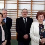 Konferencja ws. przeniesienia Starachowickiego Międzyszkolnego Ośrodka Gimnastyki Korekcyjnej i Kompensacyjnej. Na zdjęciu: Monika Nowak, Andrzej Sendecki - członkowie Zarządu powiatu, Marek Pawłowski - wicestarosta starachowicki, Danuta Krępa - starosta starachowicki / Tomasz Piwko / Radio Kielce