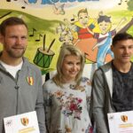 Piłkarze Korony Michal Gardawski i Radek Dejmek odwiedzili dzieci w Przedszkolu Samorządowym nr 25 w Kielcach / Rafał Szymczyk / Radio Kielce