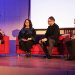 22.03.2018 Kielce. Filharmonia Świętokrzyska. Przedpremierowy pokaz spektaklu Teatru Telewizji „Pan Jowialski ” w reżyserii Artura Żmijewskiego. Elżbieta Dziewięcka, Anna Dymna, Artur Żmijewski i Włodek Pawlik / Jarosław Kubalski / Radio Kielce