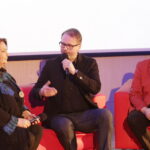 22.03.2018 Kielce. Filharmonia Świętokrzyska. Przedpremierowy pokaz spektaklu Teatru Telewizji „Pan Jowialski ” w reżyserii Artura Żmijewskiego. Anna Dymna, Artur Żmijewski i Włodek Pawlik / Jarosław Kubalski / Radio Kielce