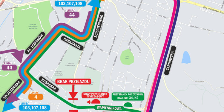 ZTM - zmiana trasy przejazdu autobusów MPK Kielce / ZTM Kielce