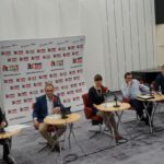 Studio Polityczne. Na zdjęciu: Krzysztof Lipiec - PiS, Krzysztof Sławiński - PO, Magdalena Fogiel - Litwinek - Kukiz'15, Mateusz Żukowski - Nowoczesna i Grzegorz Gałuszka - PSL / Karol Żak / Radio Kielce