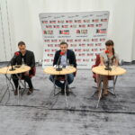 Studio Polityczne Radia Kielce. Od lewej: Jarosław Rusiecki, PiS, Maciej Kmita, PO, Karol Kliś, PSL, Magdalena Fogiel-Litwinek, Stowarzyszenie Kukiz'15, Piotr Kopacz, Nowoczesna / Kamil Król / Radio Kielce