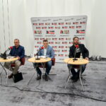 Studio Polityczne Radia Kielce. Od lewej: Krzysztof Słoń - PiS, Krzysztof Sławiński - PO, Karol Kliś - PSL, Maciej Klesyk - Nowoczesna, Magdalena Fogiel-Litwinek - Kukiz '15 / Kamil Król / Radio Kielce