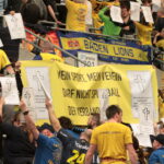 Rewanż 1/8 finału LM: Rhein Neckar Loewen - PGE Vive Kielce. Protest kibiców niemeickich przed meczem / Krzysztof Bujnowicz / Radio Kielce