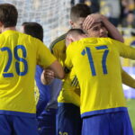 Rewanżowy mecz półfinału Pucharu Polski: Arka Gdynia - Korona Kielce. Radość gospodarzy po zdobyciu gola / Krzysztof Bujnowicz / Radio Kielce