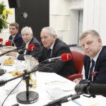 02.04.2018 Studio Polityczne w Radiu Kielce. Wiceprzewodniczący Sejmiku Województwa Świętokrzyskiego Andrzej Pruś, poseł Krzysztof Lipiec,  poseł Kazimierz Kotowski i senator Jarosław Rusiecki / Jarosław Kubalski / Radio Kielce