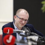 02.04.2018 Studio Polityczne w Radiu Kielce. Prowadzący audycje Bartłomiej Zapała / Jarosław Kubalski / Radio Kielce