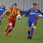 04.04.2018 Kielce. Puchar Polski. Mecz Korona Kielce - Arka Gdynia. Jacek Kiełb (l) / Jarosław Kubalski / Radio Kielce