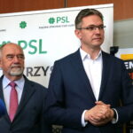 Konferencja PSL o "emeryturze bez podatku". Jerzy Pyrek - doradca ds. seniorów, Adam Jarubas - prezes struktur PSL w województwie świętokrzyskim / Marzena Mąkosa / Radio Kielce