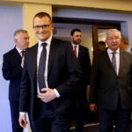 Wiceminister spraw wewnętrznych i administracji z wizytą w Łopusznie. Paweł Szefernaker - wiceminister w MSWiA, Pełnomocnik Rządu ds. Współpracy z Samorządem Terytorialnym, Andrzej Bętkowski - wicewojewoda świętokrzyski i Krzysztof Lipiec - poseł PiS / Marzena Mąkosa / Radio Kielce