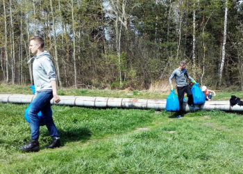 W ramach akcji „Wiosenne porządki” zorganizowanej na kieleckim osiedlu TBS Sieje sprzątano las obok bloków / Stowarzyszenie Mieszkańców TBS „Nasz Ruch"