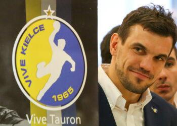 10.11.2015 Kielce. Vive Tauron. Podpisanie umowy z Lexusem. Michał Jurecki / Stanisław Blinstrub / Radio Kielce