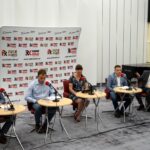 Kielce. Studio Polityczne. Na zdjęciu od lewej: Jacek Toś - PiS, Maciej Kmita - PO, Magdalena Fogiel-Litwinek - Kukiz'15, Karol Kliś - PSL, Mateusz Żukowski - Nowoczesna / Karol Żak / Radio Kielce