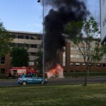 W Kielcach na ulicy Wrzosowej spłonął samochód osobowy / Arkadiusz Miller / Radio Kielce