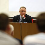 28.05.2018 Kielce. UJK. Sekretarz Stanu Szefa Gabinetu Prezydenta RP prof. UJ dr hab. Krzysztof Szczerski podczas konferencji „Racja stanu Polski w Europie” / Jarosław Kubalski / Radio Kielce