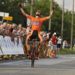 31.05.2018 Kielce. 13. Międzynarodowy Wyścig Kolarski Szlakiem Walk Majora Hubala. Prolog. Na mecie pierwszy był Paweł Bernas / Jarosław Kubalski / Radio Kielce