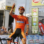 31.05.2018 Kielce. 13. Międzynarodowy Wyścig Kolarski Szlakiem Walk Majora Hubala. Prolog. Na mecie pierwszy był Paweł Bernas / Jarosław Kubalski / Radio Kielce