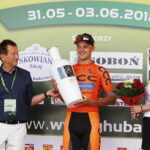 31.05.2018 Kielce. 13. Międzynarodowy Wyścig Kolarski Szlakiem Walk Majora Hubala. Prolog. Na mecie pierwszy był Paweł Bernas / Jarosław Kubalski / Radio Kielce