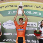 31.05.2018 Kielce. 13. Międzynarodowy Wyścig Kolarski Szlakiem Walk Majora Hubala. Prolog. Na mecie pierwszy był Paweł Bernas / Jarosław Kubalski / Radio Kielce