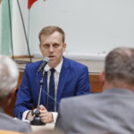 Ojcowie Niepodległości - otwarcie wystawy w Miejskim Centrum Kultury w Skarżysku-Kamiennej. Na zdjęciu: dr Michał Zawisza - BEN IPN Kielce / Marzena Mąkosa / Radio Kielce