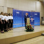 Konwencja wyborcza Bogdana Wenty i Projektu Świętokrzyskie w Filharmonii Świętokrzyskiej. Bogdan Wenta - poseł do Parlamentu Europejskiego, kandydat na prezydenta miasta Kielce / Marzena Mąkosa / Radio Kielce