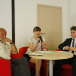 Debata dotycząca patriotyzmu w OMPiO. Na zdjęciu: prof. dr hab. Adam Massalski, Magdalena Fogiel - Litwinek - prezes świętokrzyskiego Stowarzyszenia Kukiz'15 i Krzysztof Słoń - senator RP / Marzena Mąkosa / Radio Kielce