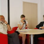 Debata dotycząca patriotyzmu w OMPiO. Na zdjęciu: prof. dr hab. Adam Massalski, Magdalena Fogiel - Litwinek - prezes świętokrzyskiego Stowarzyszenia Kukiz'15 i Krzysztof Słoń - senator RP / Marzena Mąkosa / Radio Kielce