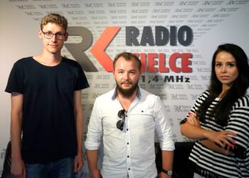 Pokolenie M. Mateusz Kaczmarczyk, Tomasz Garnicki z salonu Divine Lashes i Monika Miller / Kamil Król / Radio Kielce