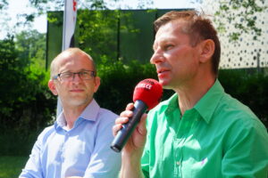 Prezentacja wakacyjnej ramówki Radia Kielce. Od lewej: Bartłomiej Zapała, Paweł Solarz / Kamil Król / Radio Kielce